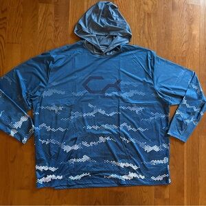 TREEZYN Zyn Shadetech Lightweight Fishing SPF Hoodie Blue and White